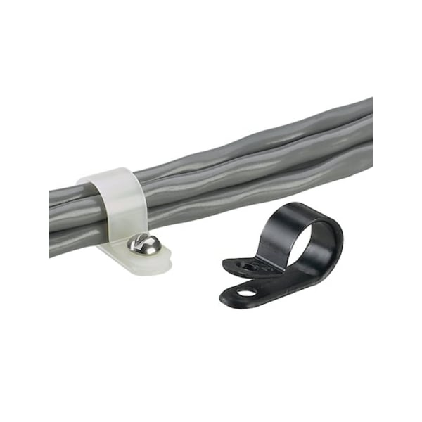 Cable Clamp, Nylon 6/6, 0.56 in Bundle Dia., Natural, 0.94 in L, 1000 PK